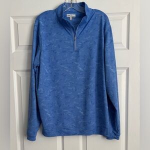 Peter Millar Men's Crown Sport Lightweight Light Blue Quarter-Zip Sweater Size L